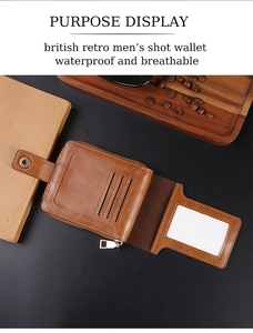 Detailed interior of a vintage brown leather wallet with multiple card slots and zipper