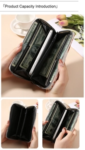 Internal view of a bohemian printed long wallet with multi-card slots and coin pocket