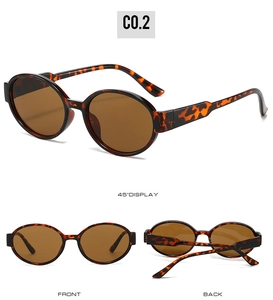 Detailed views of vintage oval tortoiseshell sunglasses with brown lenses and gold PC frame