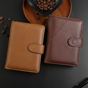 Men Wallet PU Leather Trifold Multi Card Slots ID Window Business Vintage Purse With Snap Button Closure Casual Gift