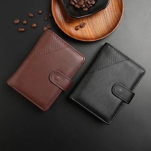 Vintage tri-fold leather wallets for men in brown and black with textured finish
