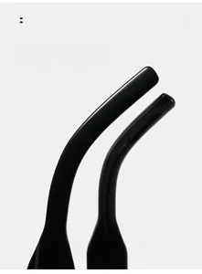 Detail of ergonomic curved black sunglass temples for comfortable all-day wear