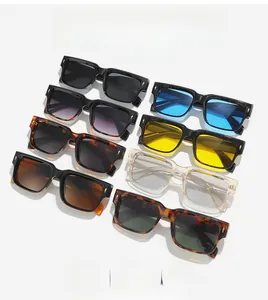 Matrix display of vintage square sunglasses in eight diverse frame and lens colors