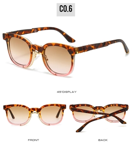 Detail view of tortoiseshell sunglasses featuring gradient lenses from multiple angles