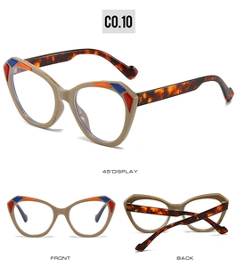 Detailed views of vintage cat-eye sunglasses with khaki frames and tortoiseshell temples