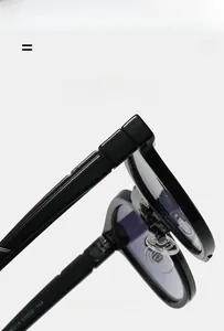 Detailed macro view of retro sunglasses frame hinge and printed model specifications