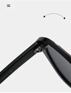 Detailed close-up of sturdy metal hinge and size 52-21-142 on black cat-eye sunglasses