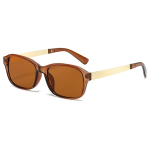 Lunettes de soleil ovales rétro avec verres ambrés et branches dorées texturées