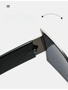 Detailed close-up of high-quality metal hinge on minimalist stylish sunglasses