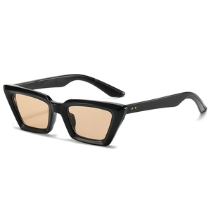 Lunettes de soleil œil-de-chat rétro avec monture noire et rivets dorés élégants