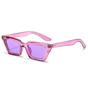 Lunettes de soleil œil de chat vintage roses pour femmes avec rivets et verres mauves