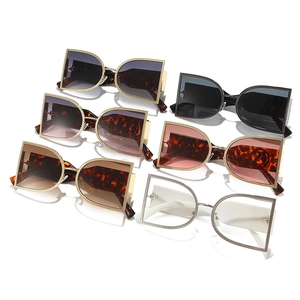 Fashionable oversized D-frame sunglasses with metal trim available in six various colors