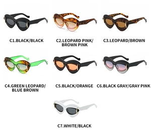 Aperçu de lunettes de soleil œil de chat déclinées en sept couleurs avec détails en métal