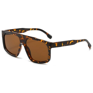 Oversize square tortoiseshell sunglasses with brown lenses and wide temples
