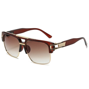 Retro square frame sunglasses with amber frames and gradient brown lenses for a luxury look