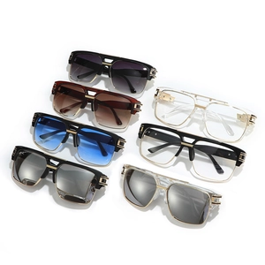 Classic square metal sunglasses set with retro double bridge design and UV protection