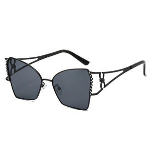Lunettes De Soleil Papillon Surdimensionnées Monture Métal Strass Mode Œil De Chat Pour Femmes