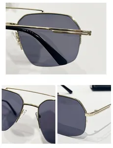 Detail view of double bridge metal hinges and soft silicone nose pads on sunglasses