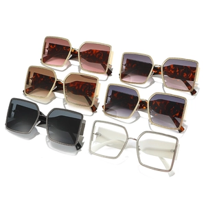Chic oversized square metal sunglasses collection with textured frames in six varied colors