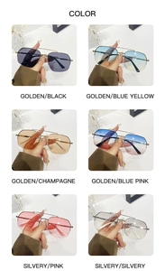 Matrix display showing six different color variants of metal double-bridge sunglasses