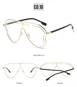 Vues détaillées de lunettes dorées irrégulières avec verres transparents modèle C0.10