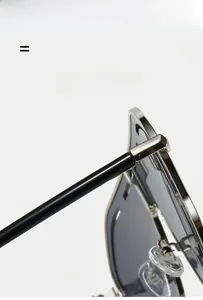 Détail de lunettes en métal argenté montrant les charnières et les plaquettes de nez