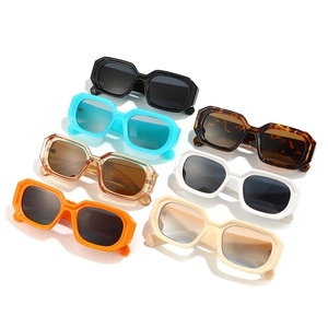 Fashionable rectangle thick frame sunglasses set in seven assorted vintage colors