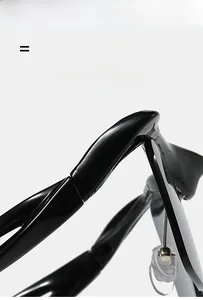 Detail view of the lightweight and super elastic black frame hinges and silicone nose pads