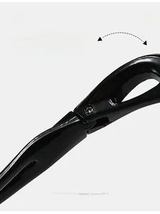 Macro shot of durable black texture hinge on sunglasses with glossy mirror finish