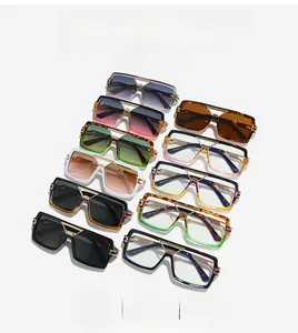 Collection of ten stylish oversized square sunglasses featuring unique metal V-shaped bridges