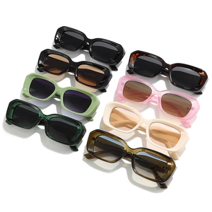 Collection of retro rectangular sunglasses in eight trendy colors including tortoiseshell