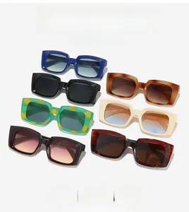 Macro shot of stylish square sunglasses in multiple colors and tortoiseshell patterns