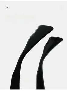 Detail of matte black ergonomic curved temples for comfortable sunglasses fit