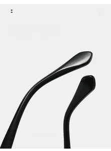 Detail view of ergonomic curved temple tips on retro polygon sunglasses for comfort