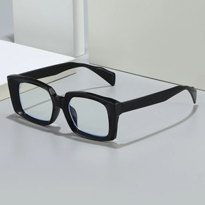 Fashionable black square frame anti-blue light glasses with a modern minimalist style