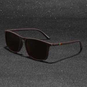 Lunettes de soleil polarisées classiques avec monture marron mat et rayures sur la branche