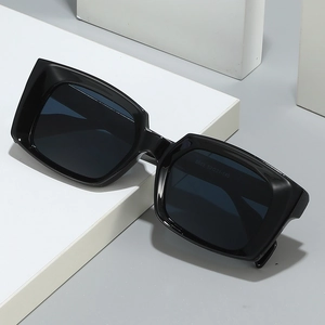 Classic black square frame sunglasses with dark lenses for men and women