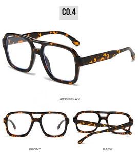 Retro tortoiseshell double bridge glasses frame shown from front, back, and 45-degree angle