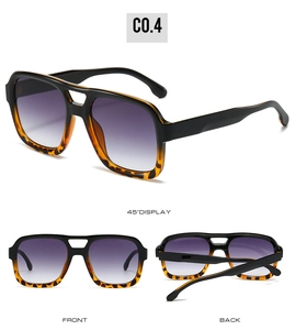 Three-view display of square retro sunglasses with black frames and tortoiseshell temples