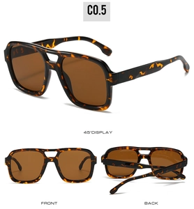Tortoiseshell square sunglasses with UV protection lenses shown in a 360-degree view