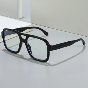 Square Blue Light Blocking Glasses Fashion Retro Double Bridge Oversized Eyewear Frame Unisex Eye Protection