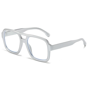 Classic silver double-bridge aviator blue light blocking glasses for men and women
