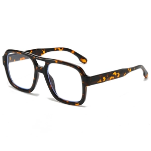 Classic tortoise shell double bridge aviator glasses with blue light blocking lenses