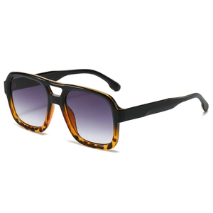 Retro square oversized sunglasses with double bridge and purple gradient lenses