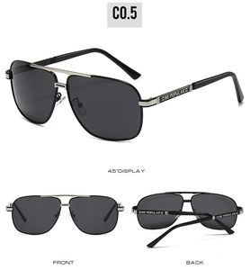 Lunettes de soleil aviateur polarisées pour hommes avec monture en métal à double pont