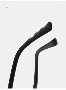 Détail des branches incurvées ergonomiques sur lunettes de soleil polarisées noires