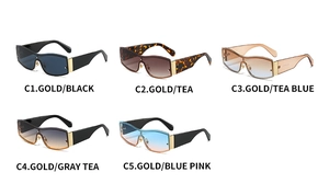 Detailed collection of square rimless sunglasses in black, tortoise, and gradient shades