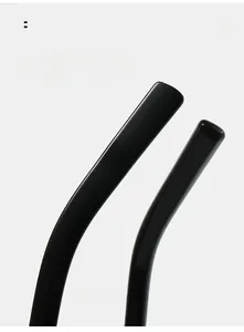 Detailansicht ergonomisch geschwungener Bügelenden an schwarzer Retro-Sonnenbrille für Komfort