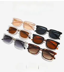 Detailed grid showing square vintage sunglasses in diverse colors with gold metal hinges
