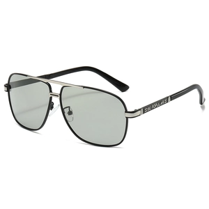 Lunettes de soleil aviateur polarisées pour hommes avec double pont et verres gris